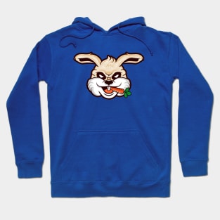 Funny Cartoon Rabbit with Carrot in Mouth Hoodie